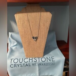 Touchstone Crystal necklace with 3 blue Swarovski stones